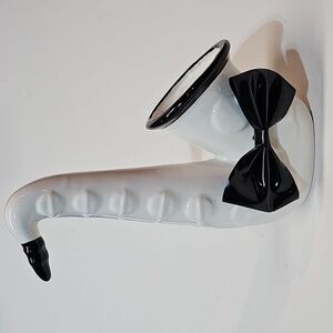 Cute Vintage 1986 Enesco Ceramic Saxophone Planter - Black and White